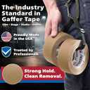 Gaffer Power Proudly Made in The USA, Real Professional Grade Gaffer Tape, Heavy Duty Gaffers Tape, Non-Reflective, Multipurpose. 2 Inches x 30 Yards, Tan