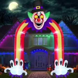 Danxilu 10 FT Halloween Inflatable Arch with LED Lights - Giant Scary Clown Archway Blow Up Yard Decoration, Halloween Decorations Outdoor Haunted Inflatables for Lawn Party, 2025 Outside Horror Decor