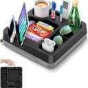Couch Cup Holder Tray Couch Cup Holder Pillow Bed Tray Snack Sofa Bed Caddy Organizer Beach Sofa Drink Holder Anti-Spill Portable Snack Caddy Couch Remote Holder for Phone Pad Kindle Beverage Black