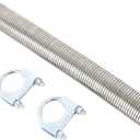 1.75" [1 3/4"] ID x 16.5" Length Universal stainless steel Exhaust Flex Pipe with 2x Metal Steel U Bolt Clamps
