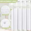 Litabel 2Pcs White Fabric Snap-in Shower Curtain Liner Replacement, 70W x 54H Waterproof Removable Liner for No Hook Shower Curtains with Snap in Liner, Soft Cloth & Hotel Quality, Machine Washable