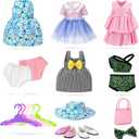18 inch Doll Clothes and Accessories for American 18 Inch Dolls Girl Clothing Gift, 18Pcs Complete Set Clothing with Outfits, Dress, Shoes, Swimsuit, Underwear, Hat, Handbag, Clothes Hangers