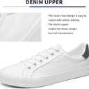 FRACORA Mens Canvas Shoes White Black Sneakers Low Top Lace Up Casual Shoes (White) 11