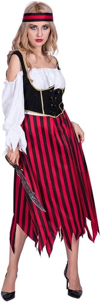 EraSpooky Womens Adult Pirate Costume (One Size, Red)