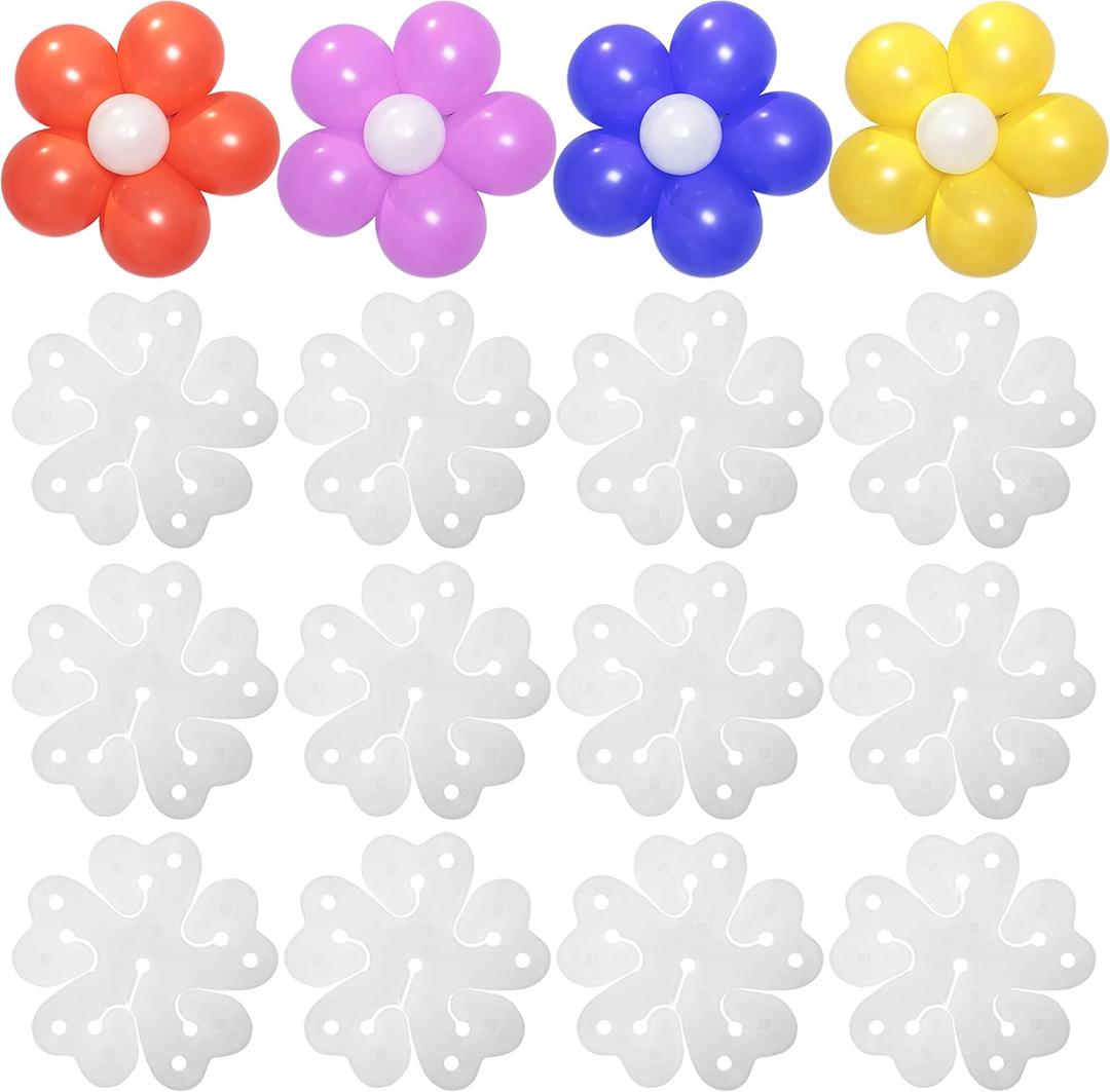 100 Pieces Flower Balloon Clips Balloons Holder Balloon Arch Clips for Baby Shower Wedding Event Decorations Birthday Party Supplies (Flower Style)