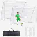 F2C Soccer Goal Soccer Net for Backyard, Steel Frame for Kids, Adult Portable Shooting Training Aid with Carry Bag,Ground Stakes Waterproof (10x6.5 FT)