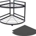 HUIJIN RA01 90 Corner Shelf for Kitchen - Space-Saving Spice Rack, Pot & Pan Organizer, Under Sink Storage - Sturdy Iron Tiered Shelves-2 Tier