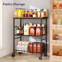 SWTYMIKI Rolling Kitchen Microwave Cart - 3 Tier Microwave Table Stand with Storage Basket and Hooks, Kitchen Utility Cart on Wheels, Coffee Cart Shelf Rack Organizer for Living Room Office, Balcony