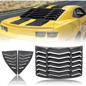 Window Louvers 2010-2015 Rear+Side Set Sun Shade Windshield Cover Matte Black Compatible with Chevrolet Chevy Camaro 2010 2011 2012 2013 2014 2015