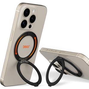 COOLQO 1Pc 360 Spin Cell Grip Ring Phone Stand [Upgrade Gear Hinge Stress Anxiety Relief] Magnetic Holders for Your car Accessories Desk Mount Compatible with iPhone All Smartphones, Black
