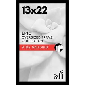 Americanflat 13x22 Picture Frame with Polished Plexiglass - Black Picture Frame - Wide Photo Frames Made of Engineered Wood for Vertical or Horizontal Wall Display - Epic Collection - Black