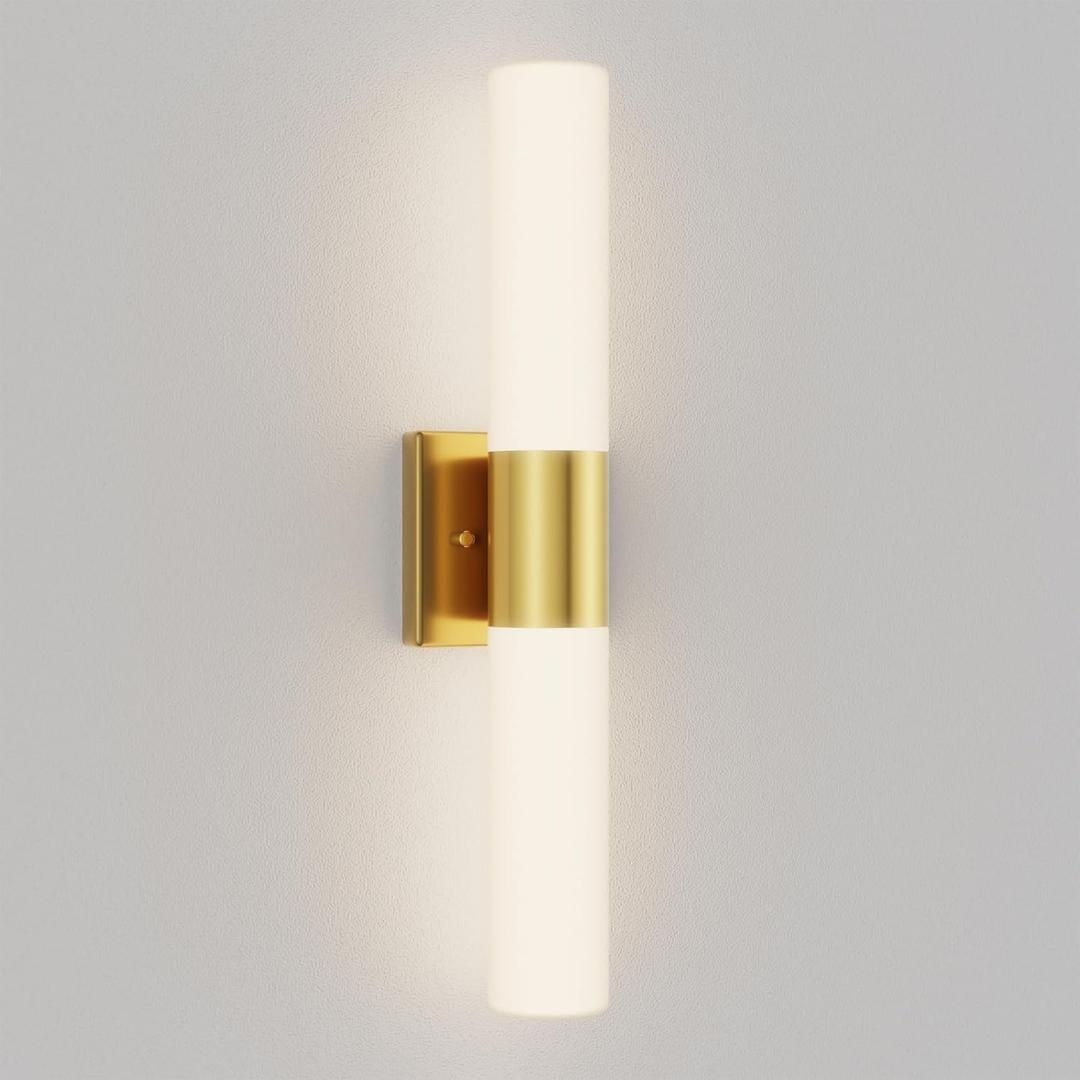 Kalium Bathroom Wall Sconce Fixture, 21 Inch Modern Vanity Lights with Frosted Glass Shade, Indoor Sconces Lighting Wall Decor Lamps for Bathrooms Living Room Stairs Bedroom (Gold)