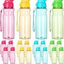 Tioncy 20 Pieces Plastic Water Bottles for Adults Bulk 17 oz Sport Drink Bottles with Handle Strap Lightweight Leakproof Drink Flip Top cups for Party Outdoor 