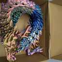 47-Inch 3D Printed Dragon Statue - Articulated Chinese Dragon with Movable Joints, Beard & Horns - Realistic Red Blue Gold Gradient Collectible Figurine for Home Display
