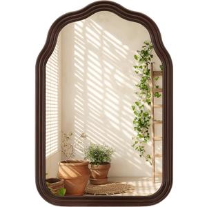 24x36 Inch Wood Arch Rustic Bathroom Mirror for Wall
Black Walnut Solid Wood Frame , Tempered Glass, Wavy Wall Decor, 2 Pre-Installed D-Ring Hooks for Entryway