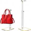 2Pcs Purse Display Stands, Height Adjustable10"-16"+14"-24", Acrylic Handbag Stands for Display, Clear Holder for Purse Evening Bag Clutch, Bag Table Rack, Purses Hanging Organizer for Closet Retail Vendor