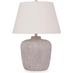 Signature Design by Ashley Danry Industrial Distressed Metal Table Lamp with 3-Way Switch, White & Light Brown