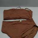 Tempt Me Women Bandeau Bikini Set Strapless High Waisted Two Piece Swimsuit Longline Bathing Suits (X-Large, Brown)