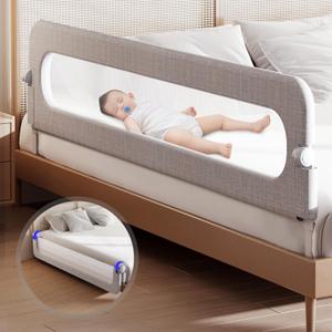Baby Bed Rails Guard for Toddlers - Toddler Bed Rail for Queen Full King Twin Crib Bunk Size Bed Adjustable Heights & Foldable Bedrail Extra Tall Child Safety Side Railing Guards for Kids (78.7")