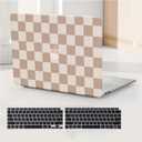 Compatible with MacBook Pro 13 inch Case M2 2024, 2023, 2022-2016 A2338 M1 A2251 A2289 A2159 A1989 A1708 A1706, Checkered Textured Cream Plastic Hard Shell & Keyboard Cover, Checkerd Neutral