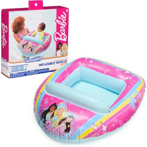 Swimways Barbie Inflatable Water Boat Vehicle, Inflatable Pool Floats and Kids Pool Toys, Barbie Pool Party Supplies for Kids Aged 3 & Up