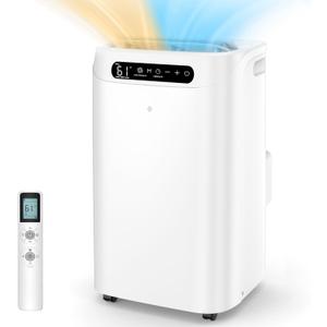 14000 BTU Portable Air Conditioners with Heater, Remote Control, 4-in-1 Free Stand Smart Cooling AC Unit with Heating, Dehumidifier, Fan Mode for 550 to 700 sq.ft Room,Auto Swing,Timer,White