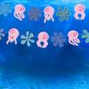 2 x Happy Birthday Decorations Jellyfish Flowers Party Banner Under the Sea Ocean Party Decor for Wedding Bridal Baby Shower Bday Party Supplies Favors