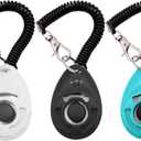 Dog Training Clicker with Wrist Strap Durable Lightweight Easy to Use,Pet Training Clicker for Cats Puppy Birds Horses,Perfect for Behavioral Training 3-Pack (Black,White and Water Lake Blue) (3) (Multicolored)