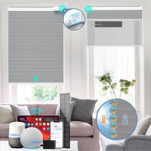 Motorized Cellular Shades with Remote Control,Grey, 35" W× 64" H
100%Blackout, Electric Smart Blinds with Cordless,Free Solar Panel, Windows Automatic Honeycomb Blinds, with App Alexa Google