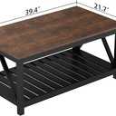 ChooChoo Black Coffee Table, Rustic Vintage Table with Shelf for Living Room, 40 Inch