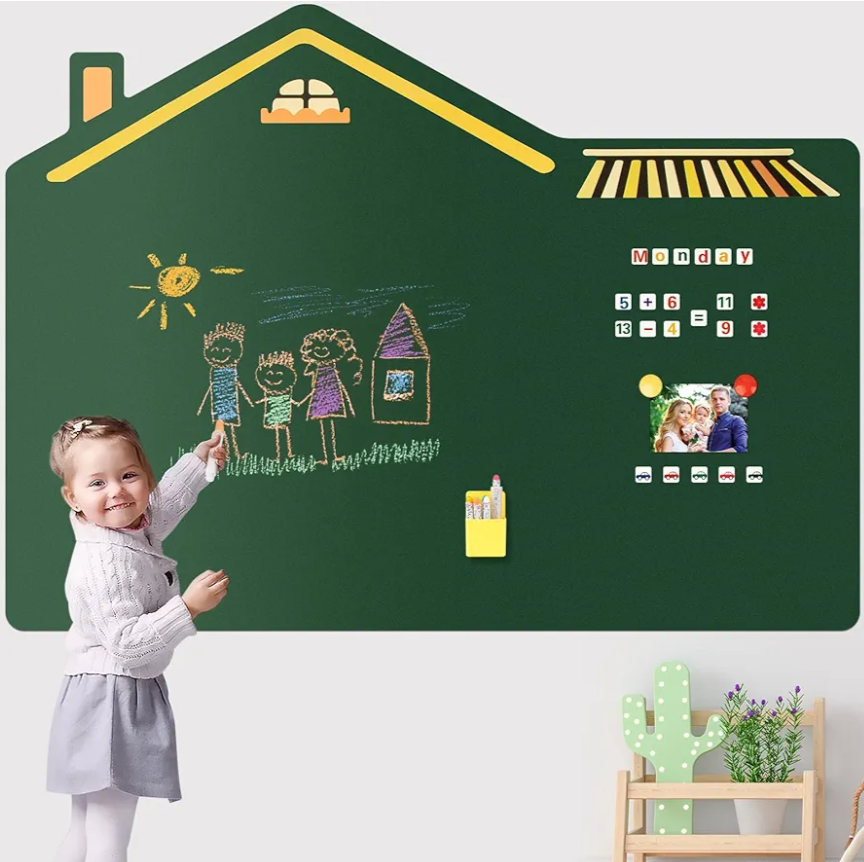 Magnetic Wall Decal for Kids, 35"x47" Self Adhesive Magnetics Chalkboard Wall, Magnetic Wallpaper Stickers Board with Wipe Cloth, Stickers etc. for Kids Playroom, School, Home Decor.