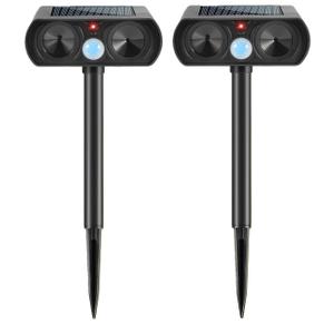 Pack of 2 2025 Ultrasonic Animal Repellent Cat Repellent Outdoor Solar Animal Repeller with Motion Detection Waterproof Deer Repellent Device to Repel Raccoon Rabbit Squirrel Skunk Repellent for Yard