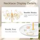 Necklace Holder Jewelry Stand, Gold Necklace Organizer Display with 20 W-shaped Hooks,Jewelry Organizer for Necklaces Earrings Rings Storage Tree, Presents for Women