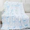 Pink Bow Throw Blanket, Flannel Throw Blanket Cute Preppy Room Decor Aesthetic Soft Lightweight Bow Stuff for Home Bed Sofa Couch Women Friends Gifts, 50 x 60 Inch (Blue)