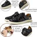 Men's Sandals Summer Breathable Sport Sandals Arch Support Casual Leather Adjustable Closed Toe Outdoor (7.5, Black)