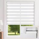 LazBlinds No Drill Zebra Blinds for Windows 46" W x 64" H, White