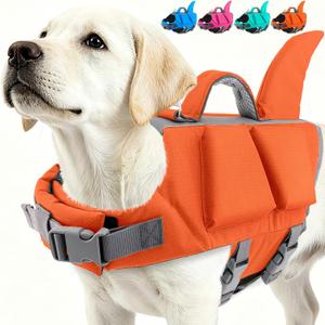 Fragralley Shark Fin Dog Life Jacket with Extra Foam, High Buoyancy Pet Safety Vest with Reflective Strips & Rescue Handle for Swimming Boating Beach, Ripstop Dog PFD Suit for Small Dogs