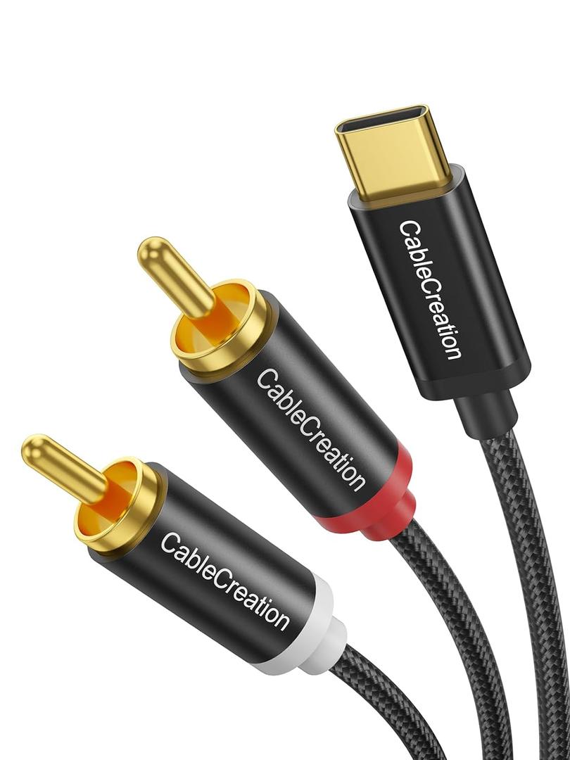 CableCreation USB C to RCA Audio Cable 6FT, Type-C to 2 Male Y RCA Splitter, RCA to USB C Adapter for iPhone 16 15 Series, Home Theater, DVD, Amplifier, Speaker, Car Stereo, Samsung Galaxy S23