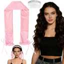 Sleepie tie, Heatless Curling Scrunchie Overnight Blowout, Sleep Hair Tie, Heatless Hair Curler Damage-Free, for Sleeping Soft Rollers for Overnight No-Heat Curls Long Hair To Sleep(Pink)