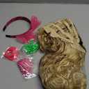 FantaLook Women Long Curly 80s Blonde with Reddish Brown Cosplay Wig with Lace Headband Earrings and Necklace for Halloween