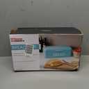 Retro Bread Box For Kitchen Countertop, Metal, (Turquoise) By Home Basics, Vented With Hinge Top Large Bread Box Keeps Loaves, Bagels, Croissants Fresh