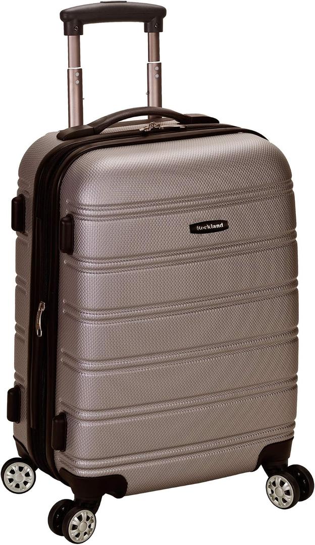 Rockland Melbourne Hardside Expandable Spinner Wheel Luggage, Carry-On 20", Silver