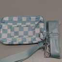 Wristlet Wallet for Women Mini Zip Card Case with Clear ID Window Zipper Coin Purse Lightweight Portable Keychain Wallet(Blue Lattice)