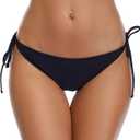 Women's Swim Bottom Tie Side Bikini Bottom Tankini Swimsuit Briefs (Black, S)