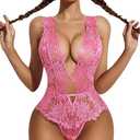 Avidlove Women One Piece Lingerie Lace Bodysuit Deep V Teddy Mini Babydoll