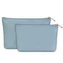Wandering Nature Makeup Bag Small Cosmetic Bag for Purse 2 Pack Small Make Up Pouch Vegan Leather Cute Travel Pouch with Zipper for Women, Blue