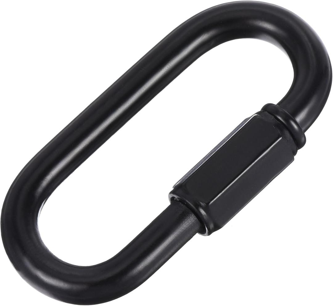 MECCANIXITY Chain Connector, 6mm Thick Quick Link Screw Lock Oval Clips for Chandelier Pendant Lights Black Pack of 4
