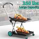 8-in-1 Collapsible Shopping Cart, 350 lbs Capacity Grocery Cart on Wheels, Foldable Shopping Cart with 2 Storage Crates for Shopping, Warehouse, Supermarket and Picnic, Blue