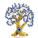 YU FENG 8'' Blue Evil Eye Tree with Golden Decor Feng Shui Money Tree for Home or Office, Good Luck Charm & Protection