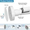 Bonpally Shower Curtain Rod 32-89 Inches Adjustable, Non-Slip Spring Tension Shower Rod Stainless Steel for Bathroom, No Drilling, White